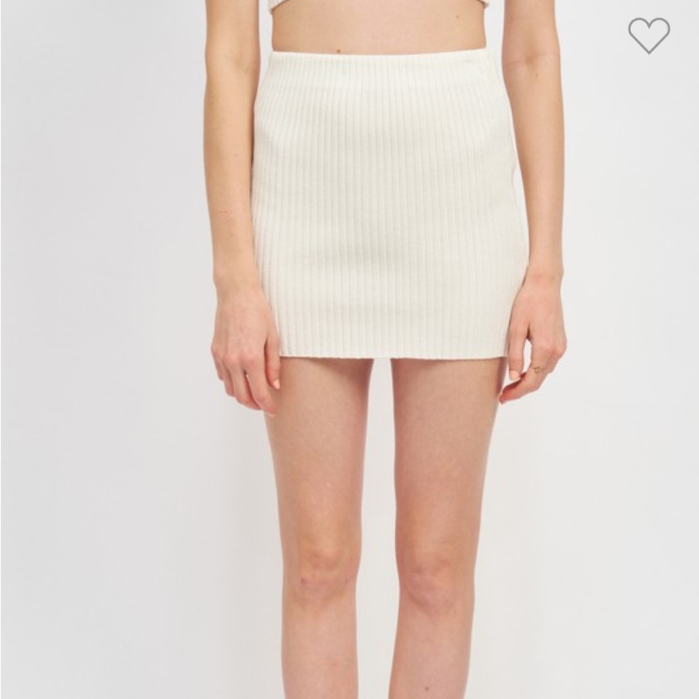 Matching Skirt Set: Off-White Ribbed Knit 2-Piece Set / NWT - Picture 5 of 7